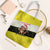 Brunei Christmas Tote Bag with Cartoon Monkey Santa Hat Candy Cane and Yellow Black Flag Pattern - Wonder Print Shop