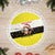 Brunei Christmas Tree Skirt with Cartoon Monkey Santa Hat Candy Cane and Yellow Black Flag Pattern - Wonder Print Shop