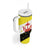 Brunei Christmas Tumbler With Handle with Cartoon Monkey Santa Hat Candy Cane and Yellow Black Flag Pattern - Wonder Print Shop