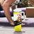Brunei Christmas Tumbler With Handle with Cartoon Monkey Santa Hat Candy Cane and Yellow Black Flag Pattern - Wonder Print Shop