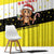 Brunei Christmas Window Curtain with Cartoon Monkey Santa Hat Candy Cane and Yellow Black Flag Pattern - Wonder Print Shop
