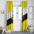 Brunei Christmas Window Curtain with Cartoon Monkey Santa Hat Candy Cane and Yellow Black Flag Pattern - Wonder Print Shop