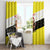 Brunei Christmas Window Curtain with Cartoon Monkey Santa Hat Candy Cane and Yellow Black Flag Pattern - Wonder Print Shop