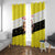 Brunei Christmas Window Curtain with Cartoon Monkey Santa Hat Candy Cane and Yellow Black Flag Pattern - Wonder Print Shop