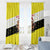 Brunei Christmas Window Curtain with Cartoon Monkey Santa Hat Candy Cane and Yellow Black Flag Pattern - Wonder Print Shop