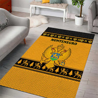 Montenegro Christmas Area Rug with Gold-Black Theme, Double-Headed Eagle, and Map Motif - Wonder Print Shop