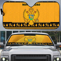 Montenegro Christmas Auto Sun Shade with Gold-Black Theme, Double-Headed Eagle, and Map Motif - Wonder Print Shop