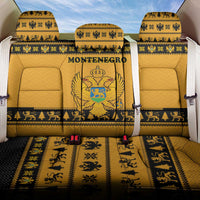 Montenegro Christmas Back Car Seat Cover with Gold-Black Theme, Double-Headed Eagle, and Map Motif - Wonder Print Shop