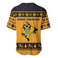 Montenegro Christmas Baseball Jersey with Gold-Black Theme, Double-Headed Eagle, and Map Motif - Wonder Print Shop