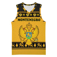 Montenegro Christmas Basketball Jersey with Gold-Black Theme, Double-Headed Eagle, and Map Motif - Wonder Print Shop
