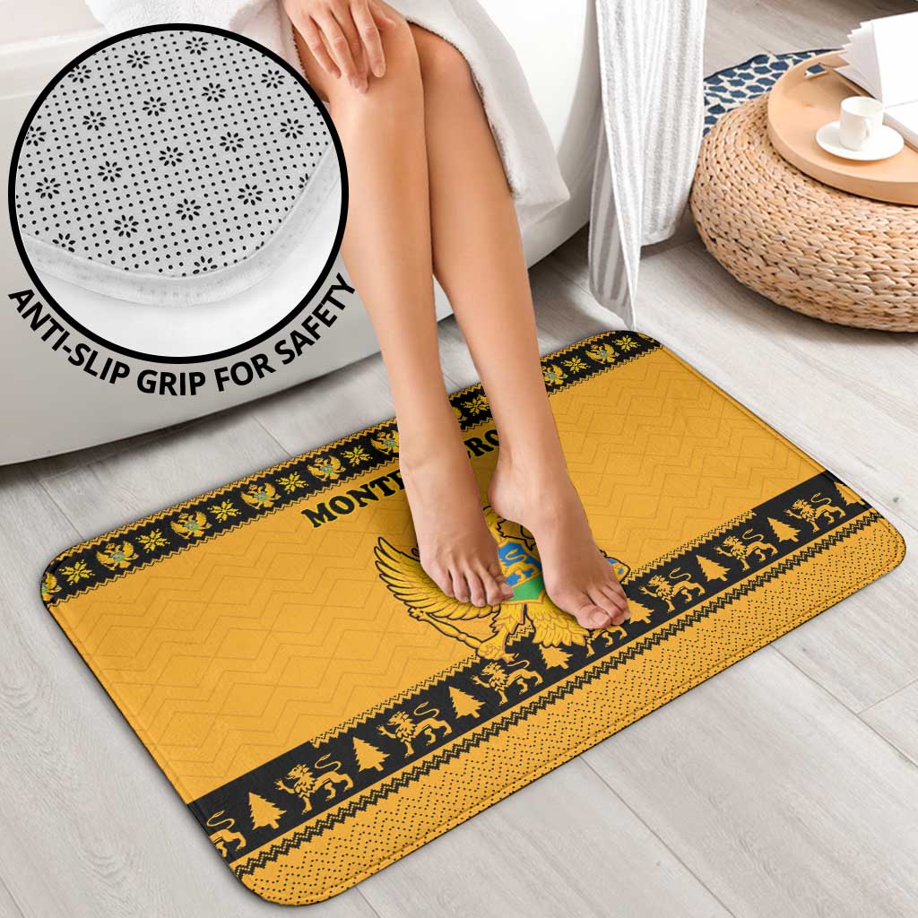 Montenegro Christmas Bathroom Set with Gold-Black Theme, Double-Headed Eagle, and Map Motif - Wonder Print Shop