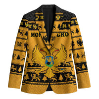 Montenegro Christmas Blazer with Gold-Black Theme, Double-Headed Eagle, and Map Motif - Wonder Print Shop