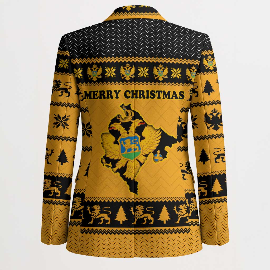 Montenegro Christmas Blazer with Gold-Black Theme, Double-Headed Eagle, and Map Motif - Wonder Print Shop