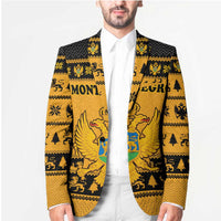 Montenegro Christmas Blazer with Gold-Black Theme, Double-Headed Eagle, and Map Motif - Wonder Print Shop