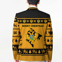Montenegro Christmas Blazer with Gold-Black Theme, Double-Headed Eagle, and Map Motif - Wonder Print Shop