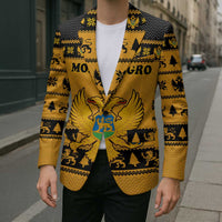 Montenegro Christmas Blazer with Gold-Black Theme, Double-Headed Eagle, and Map Motif - Wonder Print Shop