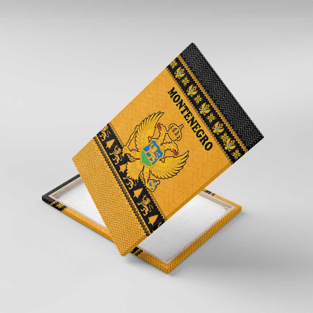 Montenegro Christmas Canvas Wall Art with Gold-Black Theme, Double-Headed Eagle, and Map Motif - Wonder Print Shop