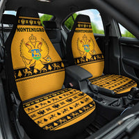 Montenegro Christmas Car Seat Cover with Gold-Black Theme, Double-Headed Eagle, and Map Motif - Wonder Print Shop