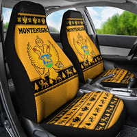 Montenegro Christmas Car Seat Cover with Gold-Black Theme, Double-Headed Eagle, and Map Motif - Wonder Print Shop