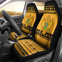 Montenegro Christmas Car Seat Cover with Gold-Black Theme, Double-Headed Eagle, and Map Motif - Wonder Print Shop