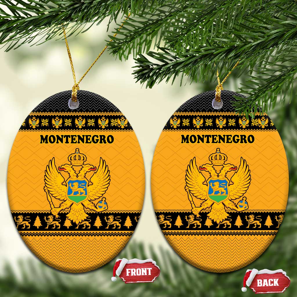 Montenegro Christmas Ceramic Ornament with Gold-Black Theme, Double-Headed Eagle, and Map Motif - Wonder Print Shop