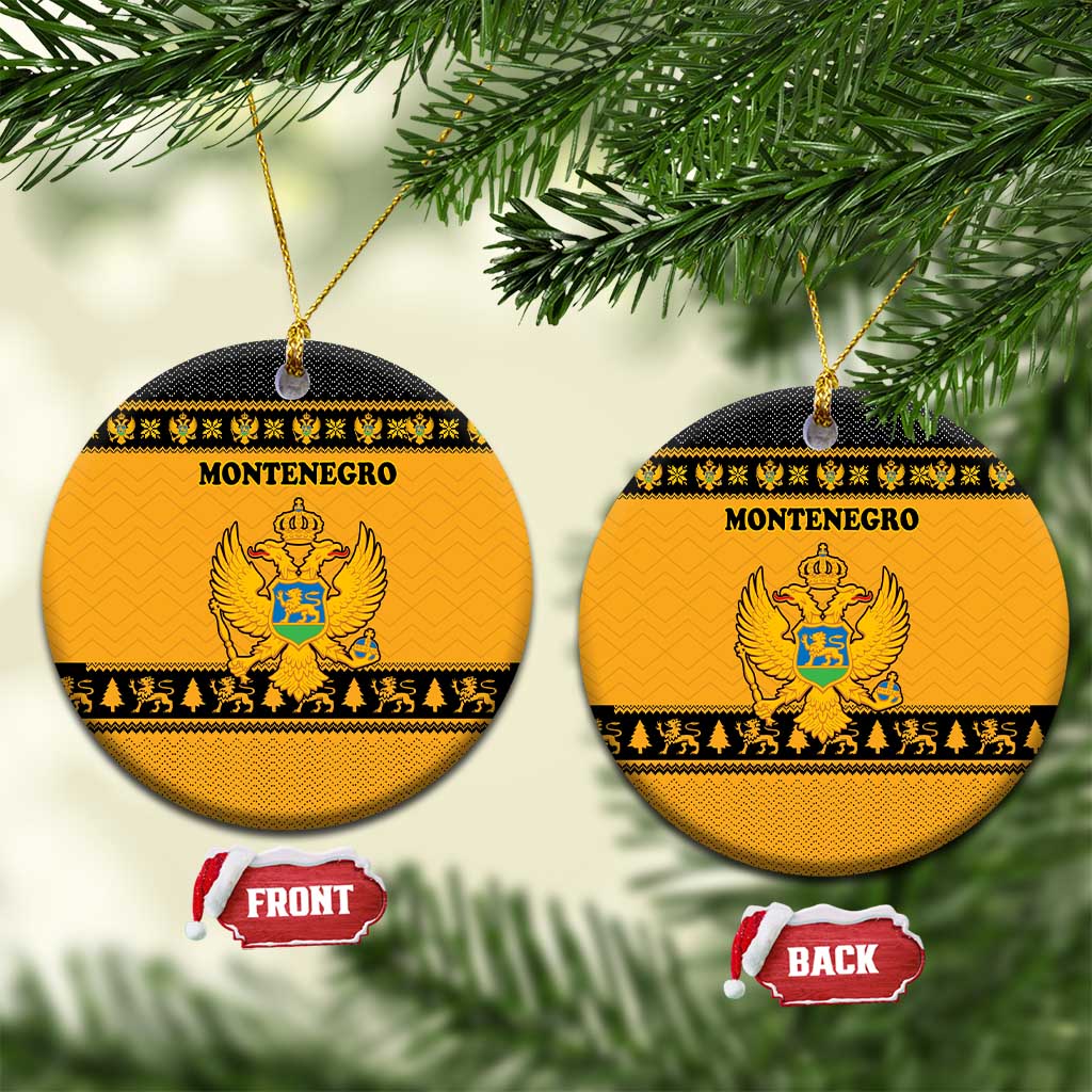 Montenegro Christmas Ceramic Ornament with Gold-Black Theme, Double-Headed Eagle, and Map Motif - Wonder Print Shop