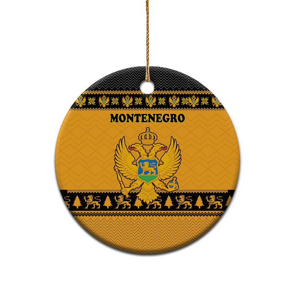Montenegro Christmas Ceramic Ornament with Gold-Black Theme, Double-Headed Eagle, and Map Motif - Wonder Print Shop