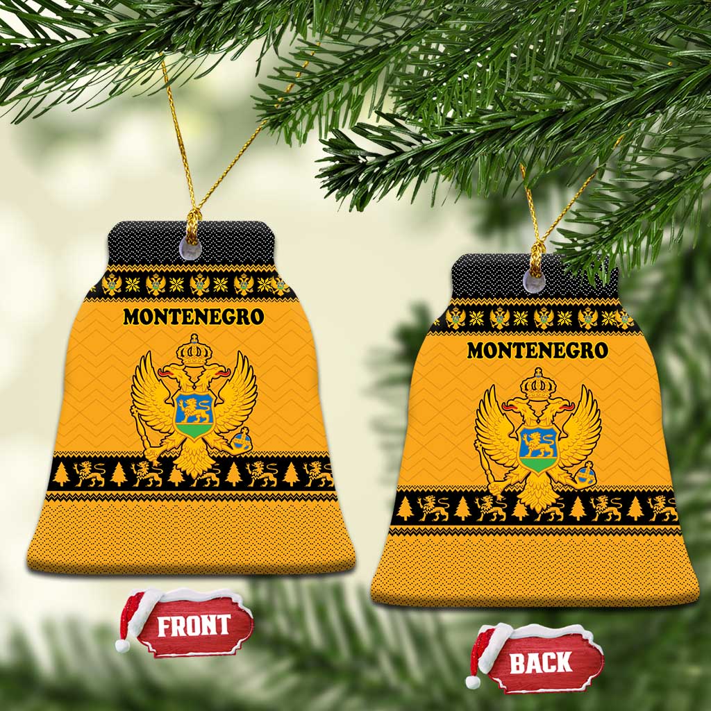 Montenegro Christmas Ceramic Ornament with Gold-Black Theme, Double-Headed Eagle, and Map Motif - Wonder Print Shop