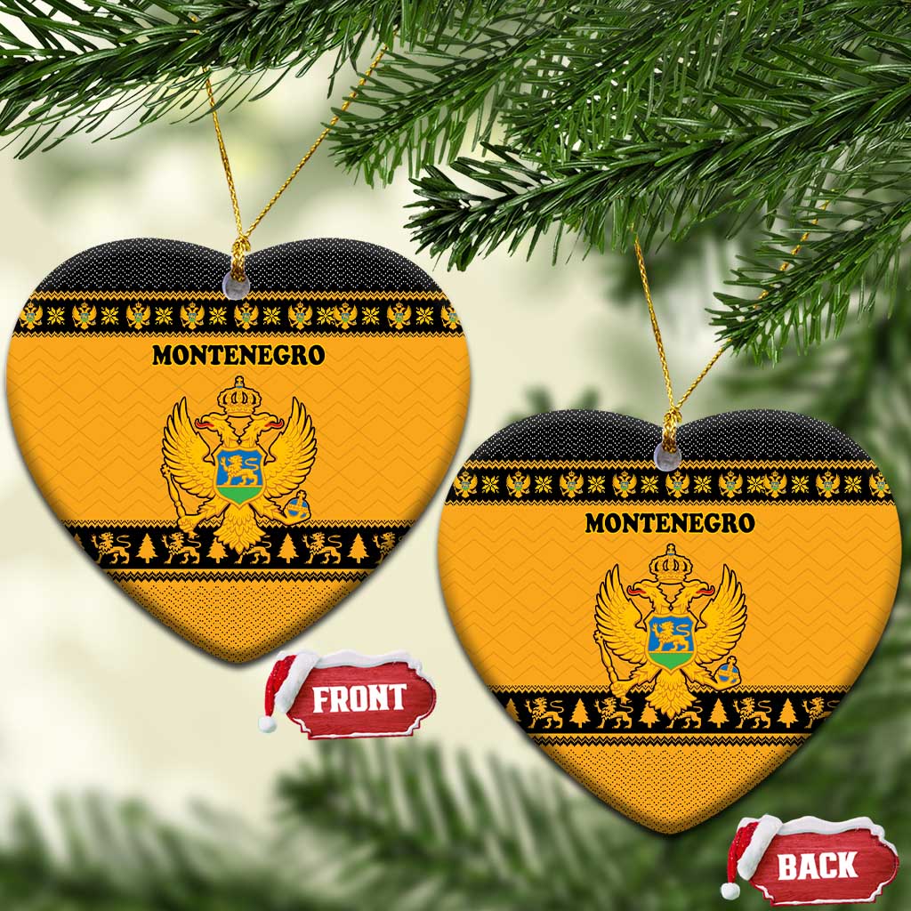 Montenegro Christmas Ceramic Ornament with Gold-Black Theme, Double-Headed Eagle, and Map Motif - Wonder Print Shop