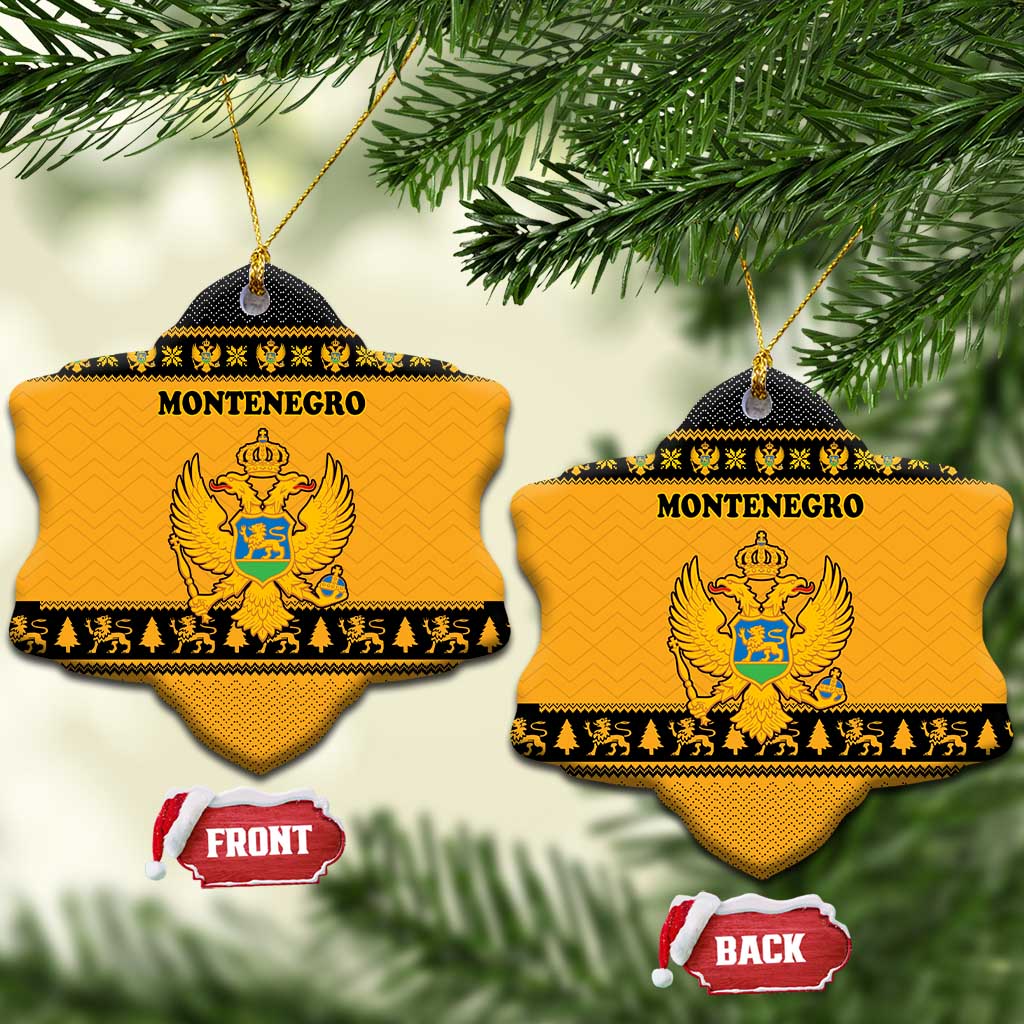 Montenegro Christmas Ceramic Ornament with Gold-Black Theme, Double-Headed Eagle, and Map Motif - Wonder Print Shop