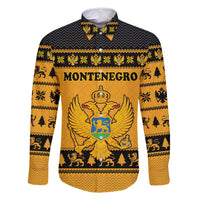 Montenegro Christmas Family Matching Off Shoulder Maxi Dress and Hawaiian Shirt with Gold-Black Theme, Double-Headed Eagle, and Map Motif - Wonder Print Shop