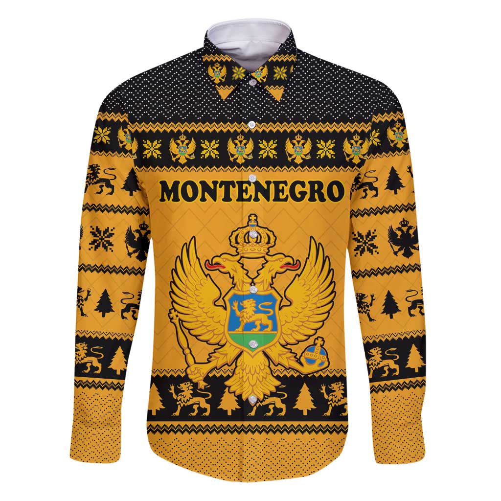 Montenegro Christmas Family Matching Puletasi and Hawaiian Shirt with Gold-Black Theme, Double-Headed Eagle, and Map Motif - Wonder Print Shop