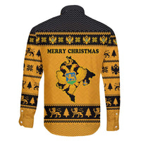 Montenegro Christmas Family Matching Tank Maxi Dress and Hawaiian Shirt with Gold-Black Theme, Double-Headed Eagle, and Map Motif - Wonder Print Shop