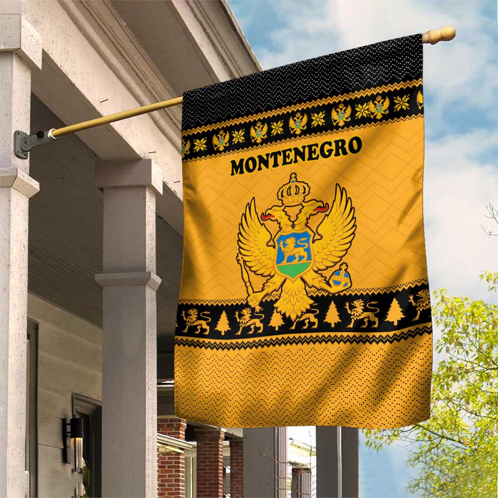 Montenegro Christmas Garden Flag with Gold-Black Theme, Double-Headed Eagle, and Map Motif - Wonder Print Shop