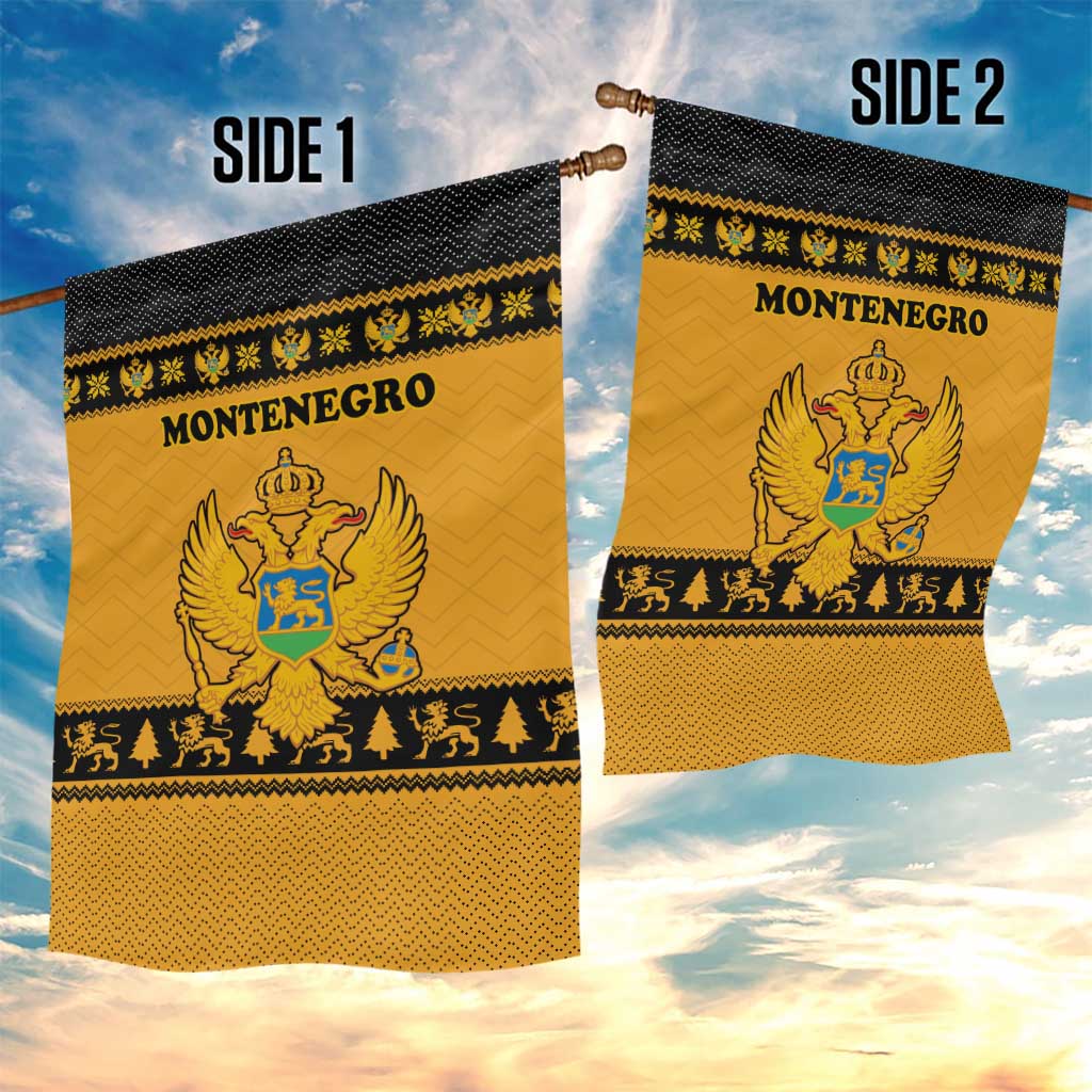 Montenegro Christmas Garden Flag with Gold-Black Theme, Double-Headed Eagle, and Map Motif - Wonder Print Shop
