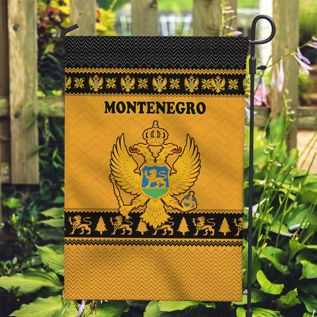 Montenegro Christmas Garden Flag with Gold-Black Theme, Double-Headed Eagle, and Map Motif - Wonder Print Shop