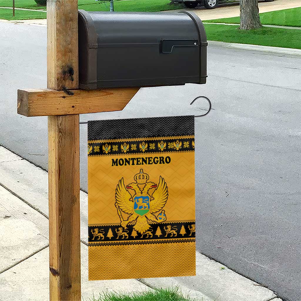 Montenegro Christmas Garden Flag with Gold-Black Theme, Double-Headed Eagle, and Map Motif - Wonder Print Shop