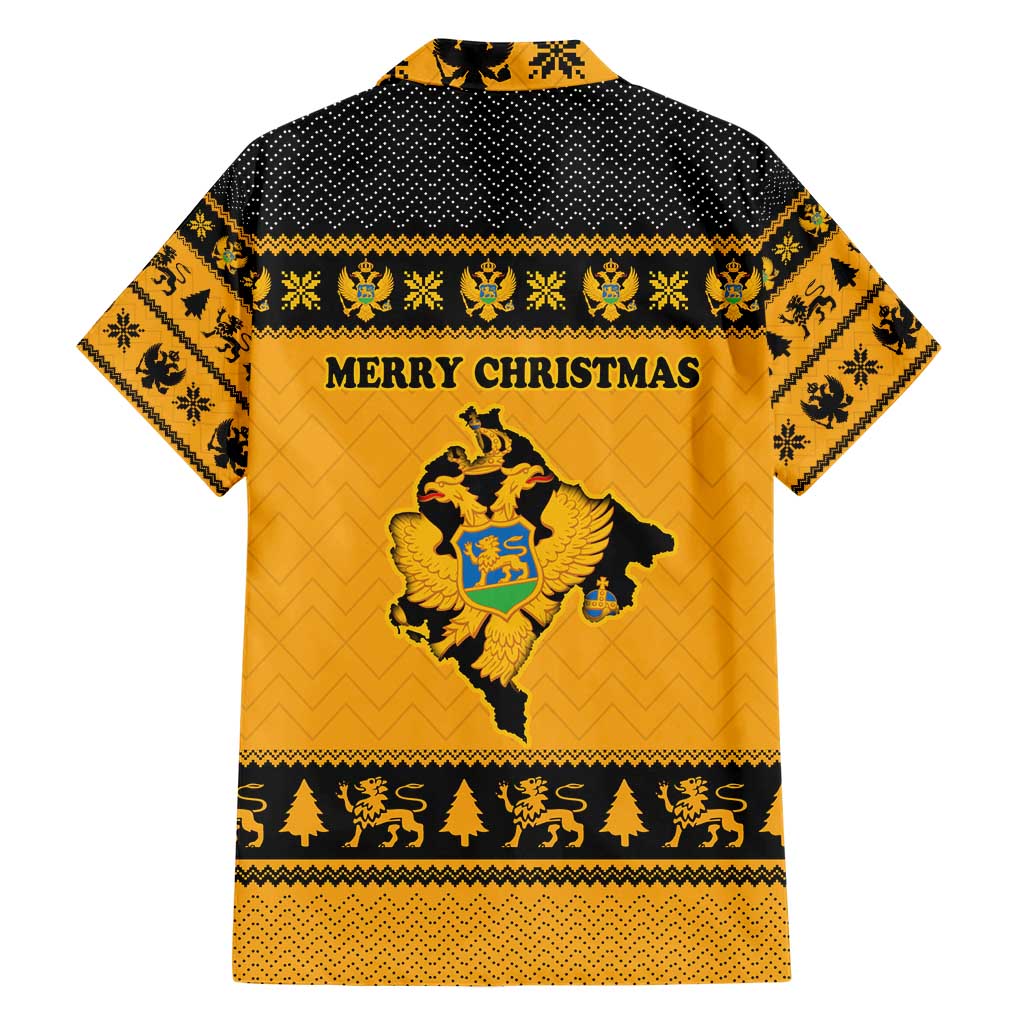 Montenegro Christmas Hawaiian Shirt with Gold-Black Theme, Double-Headed Eagle, and Map Motif - Wonder Print Shop