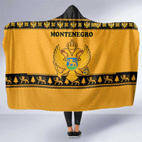 Montenegro Christmas Hooded Blanket with Gold-Black Theme, Double-Headed Eagle, and Map Motif - Wonder Print Shop