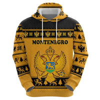 Montenegro Christmas Hoodie with Gold-Black Theme, Double-Headed Eagle, and Map Motif - Wonder Print Shop