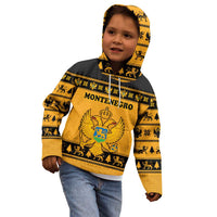 Montenegro Christmas Kid Hoodie with Gold-Black Theme, Double-Headed Eagle, and Map Motif - Wonder Print Shop