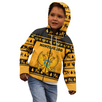 Montenegro Christmas Kid Hoodie with Gold-Black Theme, Double-Headed Eagle, and Map Motif - Wonder Print Shop