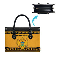 Montenegro Christmas Leather Bag with Gold-Black Theme, Double-Headed Eagle, and Map Motif - Wonder Print Shop