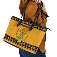 Montenegro Christmas Leather Tote Bag with Gold-Black Theme, Double-Headed Eagle, and Map Motif - Wonder Print Shop