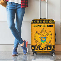 Montenegro Christmas Luggage Cover with Gold-Black Theme, Double-Headed Eagle, and Map Motif - Wonder Print Shop