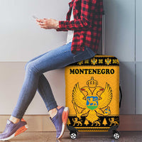 Montenegro Christmas Luggage Cover with Gold-Black Theme, Double-Headed Eagle, and Map Motif - Wonder Print Shop