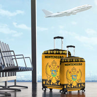 Montenegro Christmas Luggage Cover with Gold-Black Theme, Double-Headed Eagle, and Map Motif - Wonder Print Shop