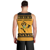 Montenegro Christmas Men Tank Top with Gold-Black Theme, Double-Headed Eagle, and Map Motif - Wonder Print Shop
