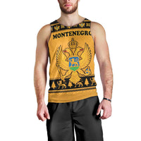 Montenegro Christmas Men Tank Top with Gold-Black Theme, Double-Headed Eagle, and Map Motif - Wonder Print Shop