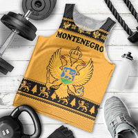 Montenegro Christmas Men Tank Top with Gold-Black Theme, Double-Headed Eagle, and Map Motif - Wonder Print Shop